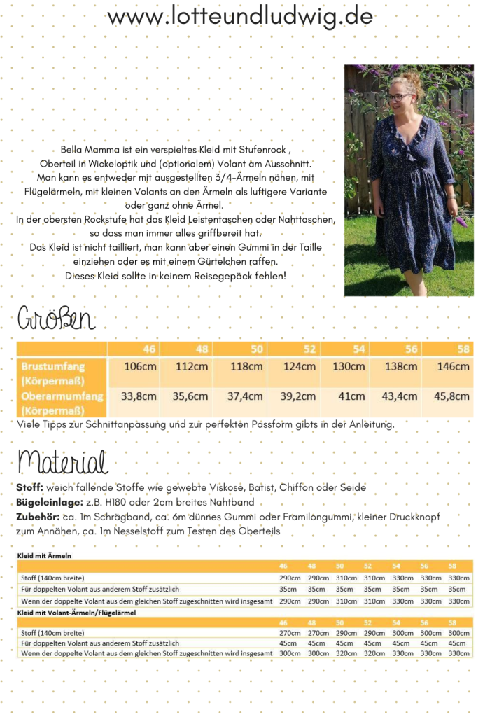 Preview: Papierschnittmuster Sommerkleid Bella Mamma Curvy Gr. 46-58